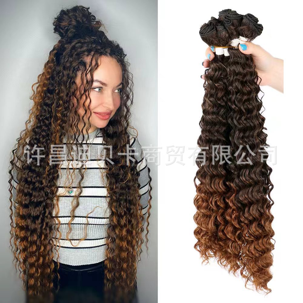 Comercio exterior transfronterizo fibra química onda de agua cortina de cabello nueve piezas conjunto de seda europea y americana no alta temperatura jacquard roll DEP cortina de cabello