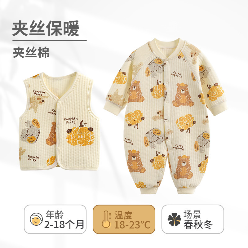 Ropa de otoño e invierno para bebés, monos de algodón puro para bebés, peleles cálidos y adorables de algodón acolchado para niños y niñas, mamelucos para recién nacidos.