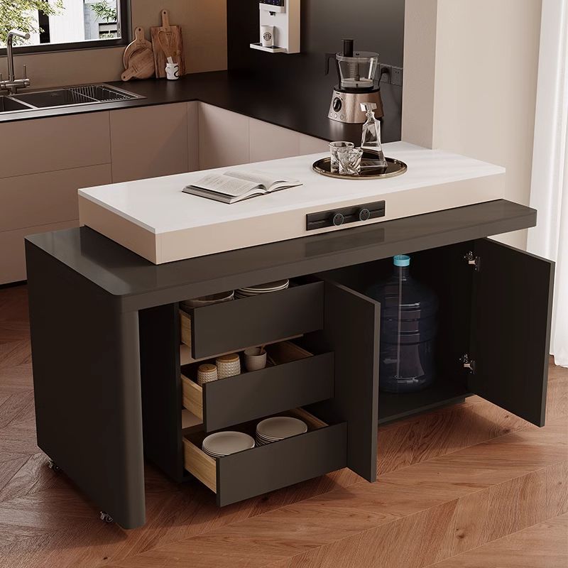 Mesa de comedor de tabla de roca doméstica de alta calidad integrada telescópico multifuncional de tabla de roca pequeña casa tipo madera sólida giratoria