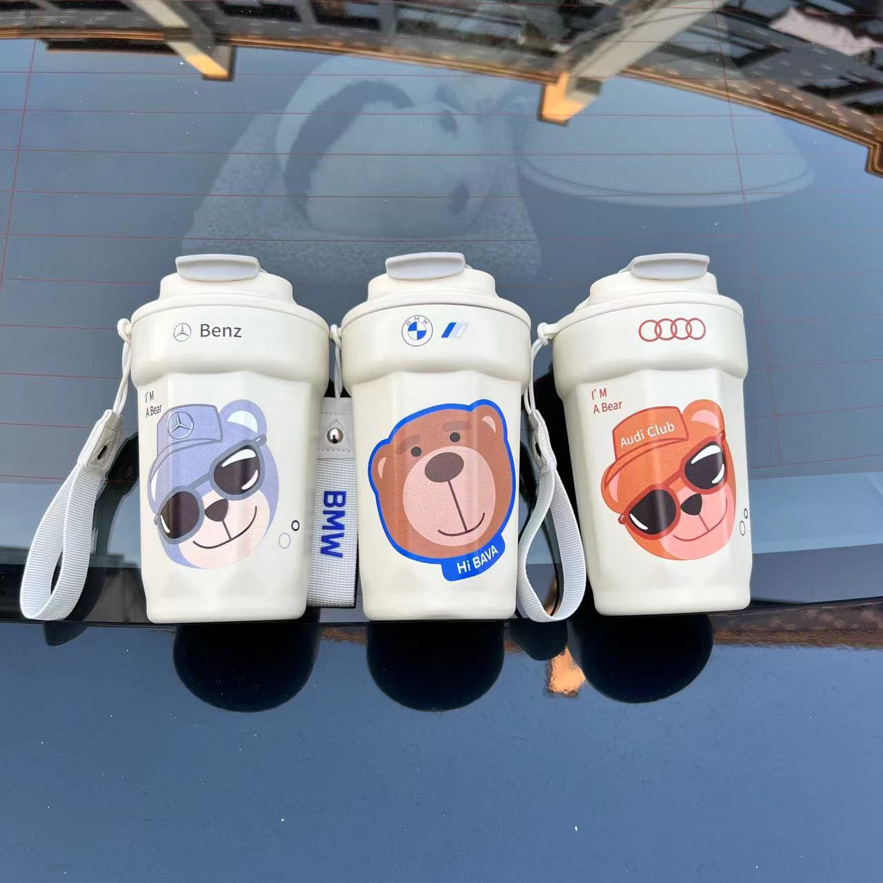 跨境寶馬奔馳可樂咖啡杯316不鏽鋼保溫杯車載便攜汽車杯定製logo