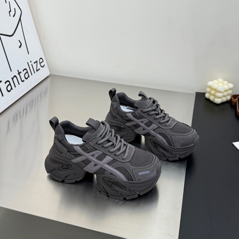 真皮厚底小蛮腰老爹鞋女2025秋新款小个子6cm增高拼色运动休闲鞋|undefined