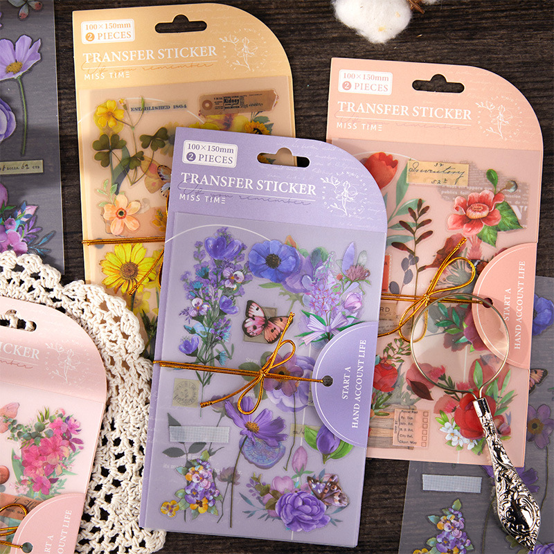 Recogida de transferencia pegatinas hierba hoja colección Serie INS flor mano cuenta DIY material decorativo pegatinas 2 piezas en 6 tipos