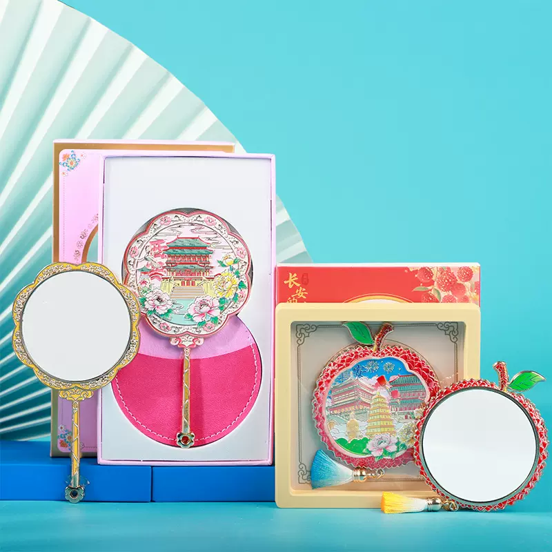 国博凤冠镜手持便携随身镜定制西安纪念品古风博物馆伴手礼套装