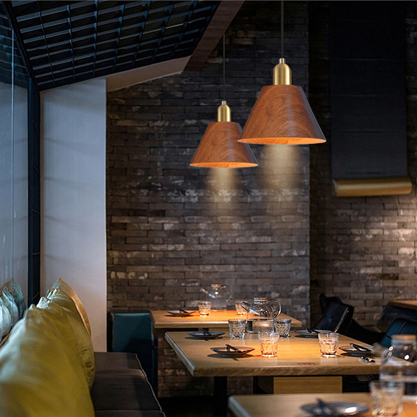 Decoración japonesa creativa de bronce de nuez de boda ventanas cafetería cabecera lámpara de dormitorio lámpara de comedor