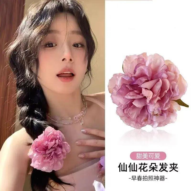 Spring and summer atmosphere dizzy flower hairpin gentle holiday style color peony flower hair accessories 4