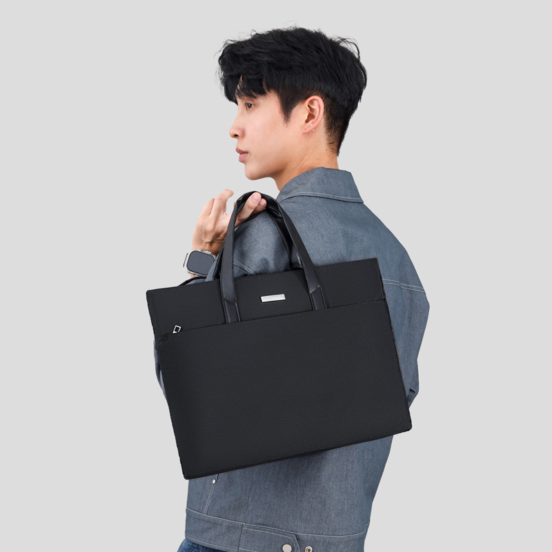 Bolso de mano de hombre transfronterizo de gran capacidad portátil con cremallera archivos bolso de computadora de viaje de negocios bolso de ocio
