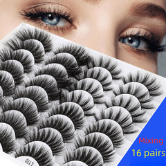 歐美跨境假睫毛16對裝混合貓眼蓬鬆誇張濃密3d仿水貂毛眼睫毛批發