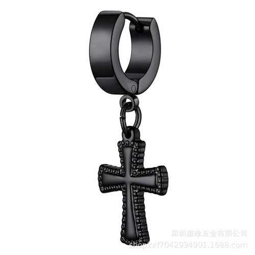 Factory direct sales cross-border new cross pendant earrings stainless steel three-color earrings Amazon AliExpress