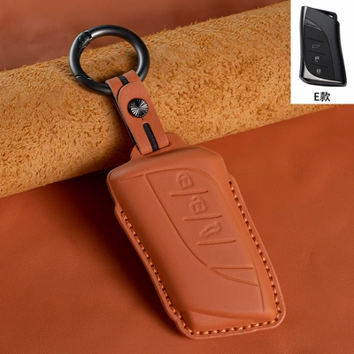 bag genuine leather — Car key bag - type-e-orange-3-keys