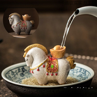 Color-Changing Tea Pet Ornaments, Chinese-Style Fortune-Attracting Tang Horse Tea Table, Tea Set, Tea Tray Accessories, High-Quality Tea Pets