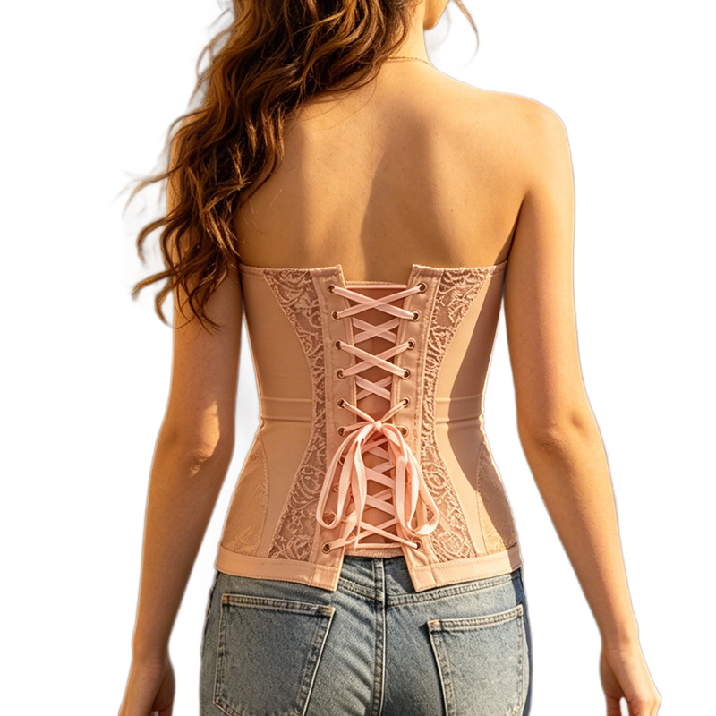 Nuevo Jacquard hueso de pez corsé en forma de cuerpo exterior con chaleco en el interior de la cintura francesa europea y americana corte exterior de vestir el cuerpo