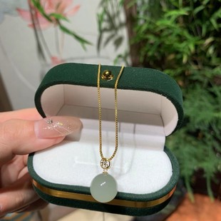Jin Yutang Xinjiang Hotan Jade Round Bead Clavicle Chain 18k Gold Buckle Head Ice Water-permeable Color Fresh and Round
