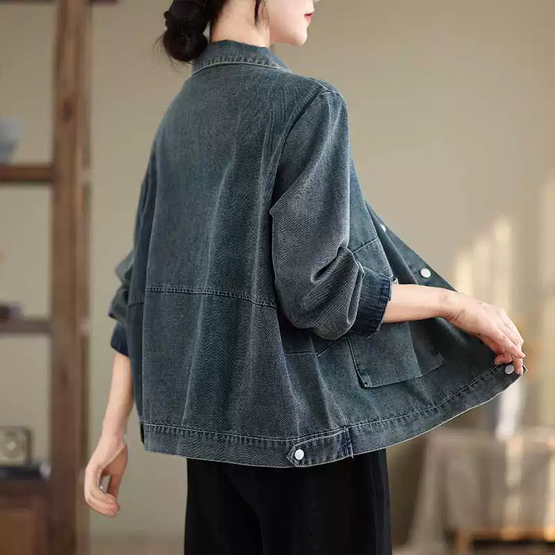Autumn denim jacket, set, long-sleeve, oversize