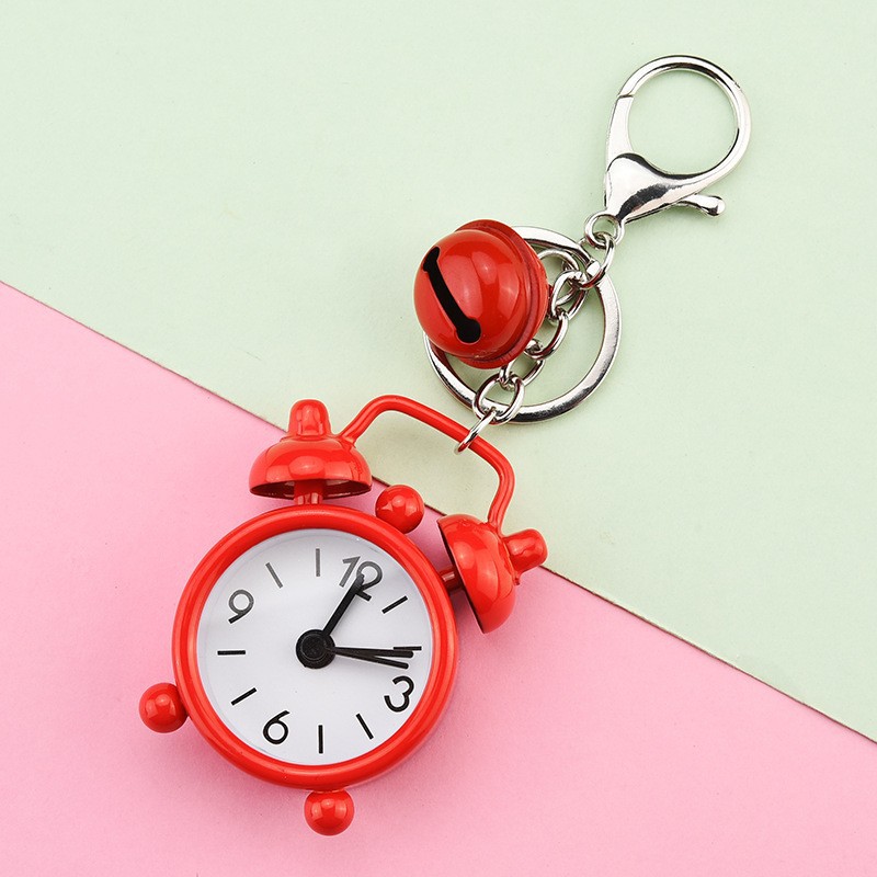 Creativo mini reloj de alarma llavero dibujos animados lindo coche pareja exquisita bolsa colgante pequeño regalo