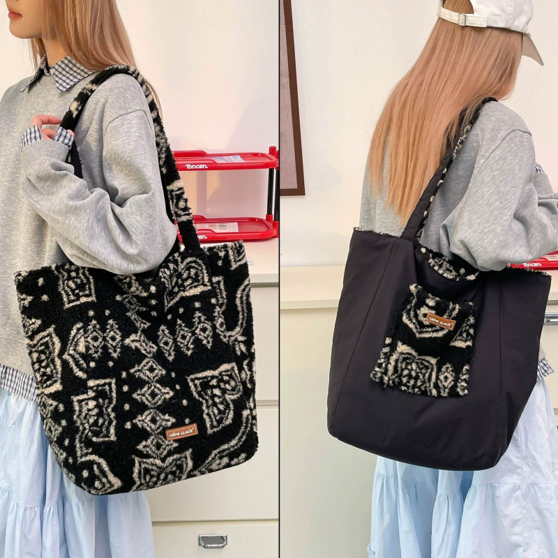 Плечевая сумка (one-shoulder), вместительная демисезонная двусторонняя сумка-шоппер, много цветов