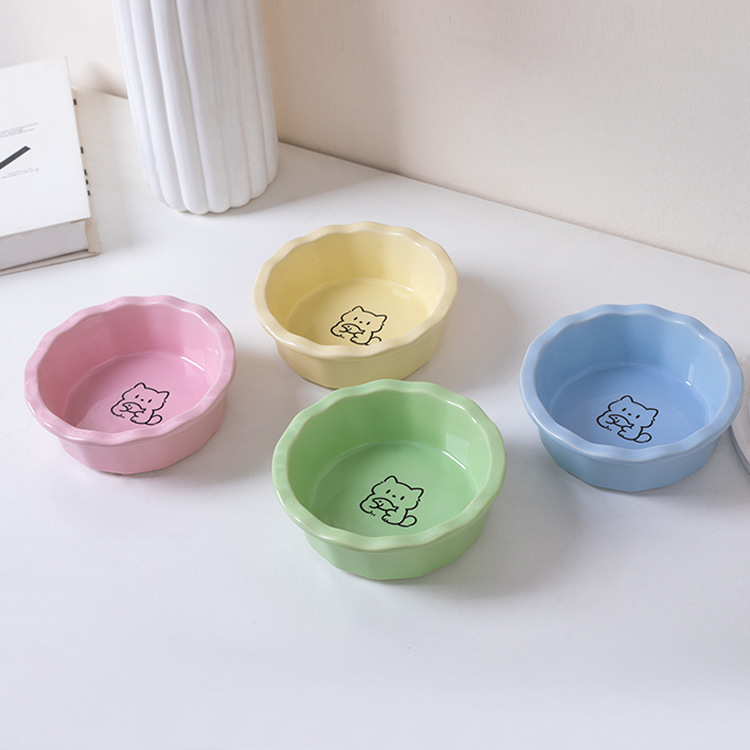 Ceramic Cat Bowl, Cat Food Bowl, Cat Food Bowl, Water Bowl, Small Dog Bowl, Anti-Black Chin Pet Supplies, Cross-Border Wholesale