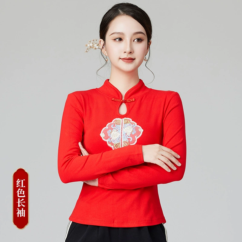 Новая китайская тонкая рубашка с вышивкой нижняя рубашка с длинными рукавами