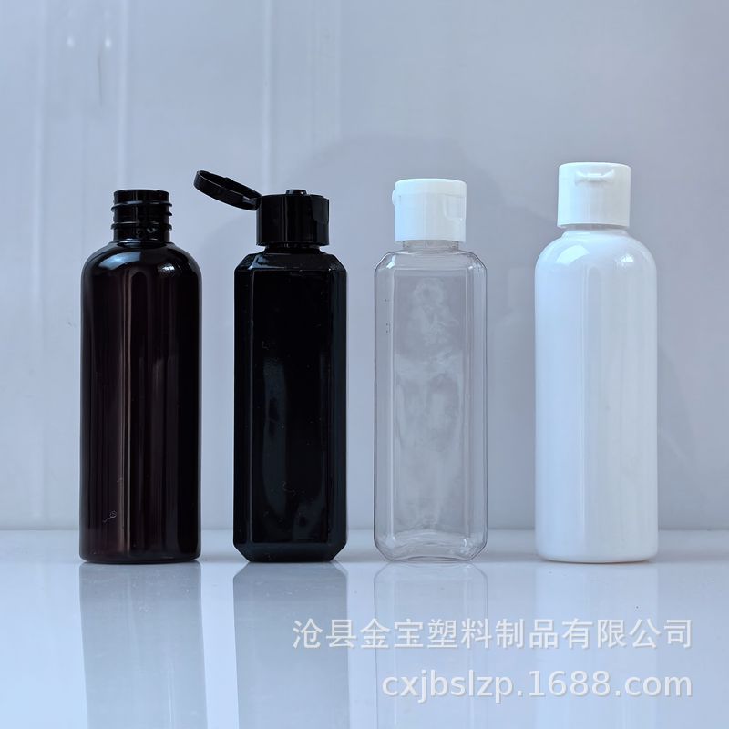 厂家现货 100ml塑料翻盖瓶  pet翻盖瓶 化妆品乳液包装瓶 凝胶瓶