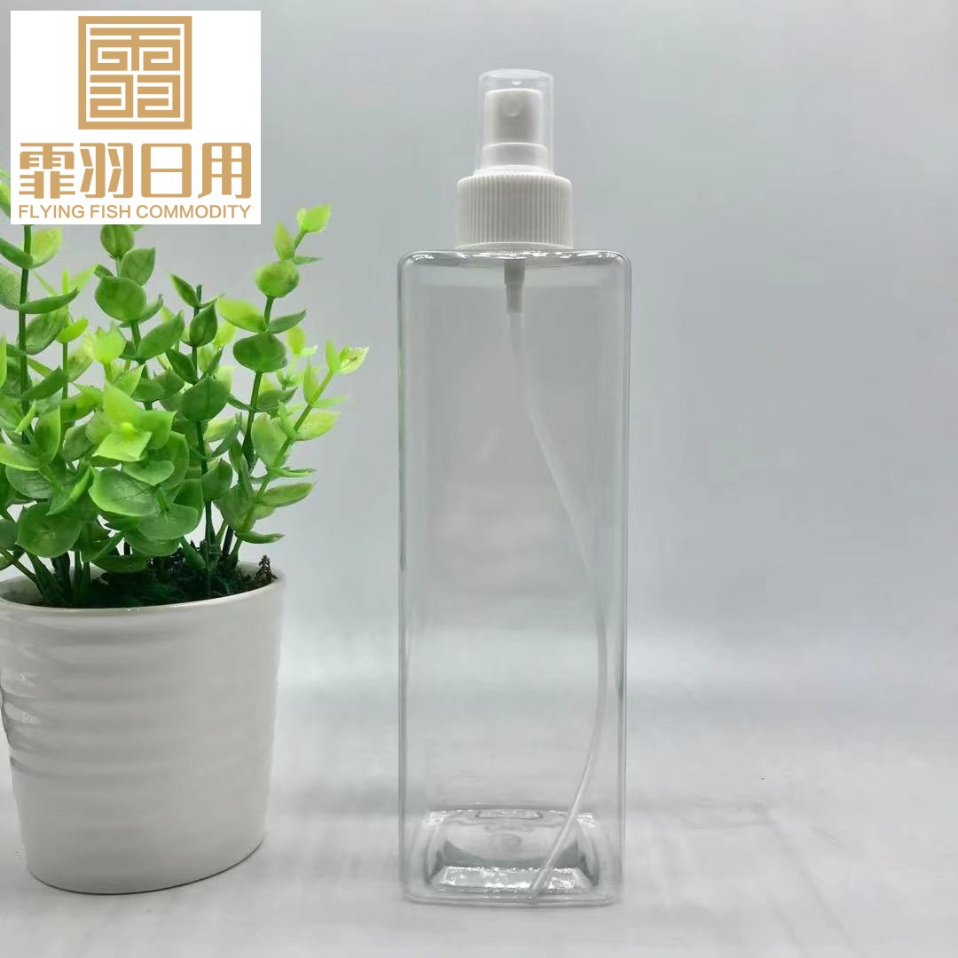 500ml方形透明塑料喷雾瓶酒精消毒液分装小喷壶化妆补水喷瓶化妆