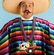 万圣节服装墨西哥披肩成人墨西哥角色扮演斗篷派对服装彩条纹斗篷