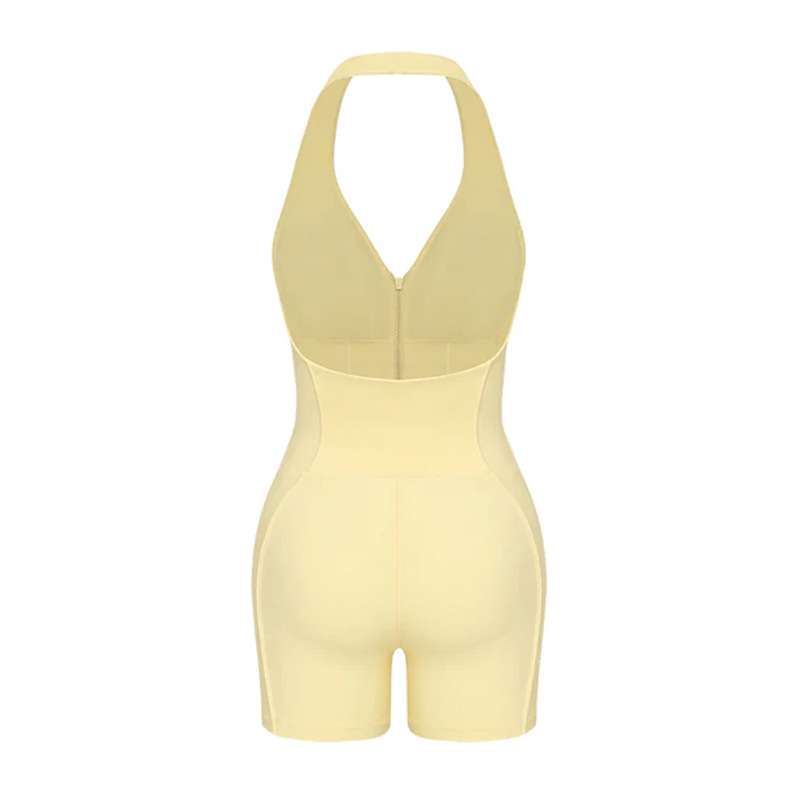 Combinaison de sport v-neck avec fermeture éclair pour yoga_voghion.com