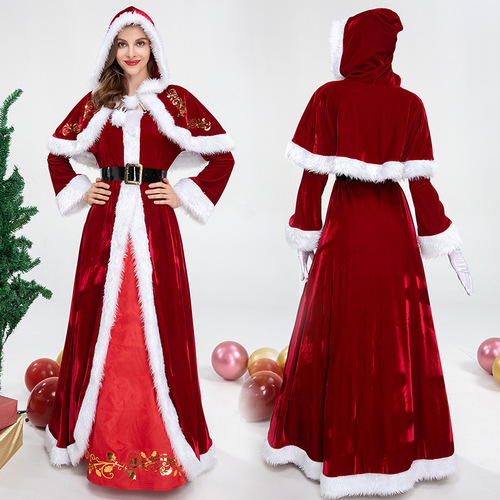 Santa Claus cosplay costume deluxe version Christmas dance couple performance costume European and American Amazon dropshipping