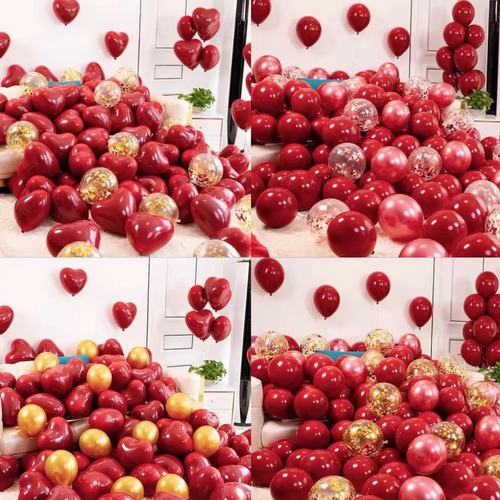 Wedding Balloon Decoration Wedding Room Romantic Double Layer Ruby Red Wedding Arrangement Balloon Wedding Room Balloon Set