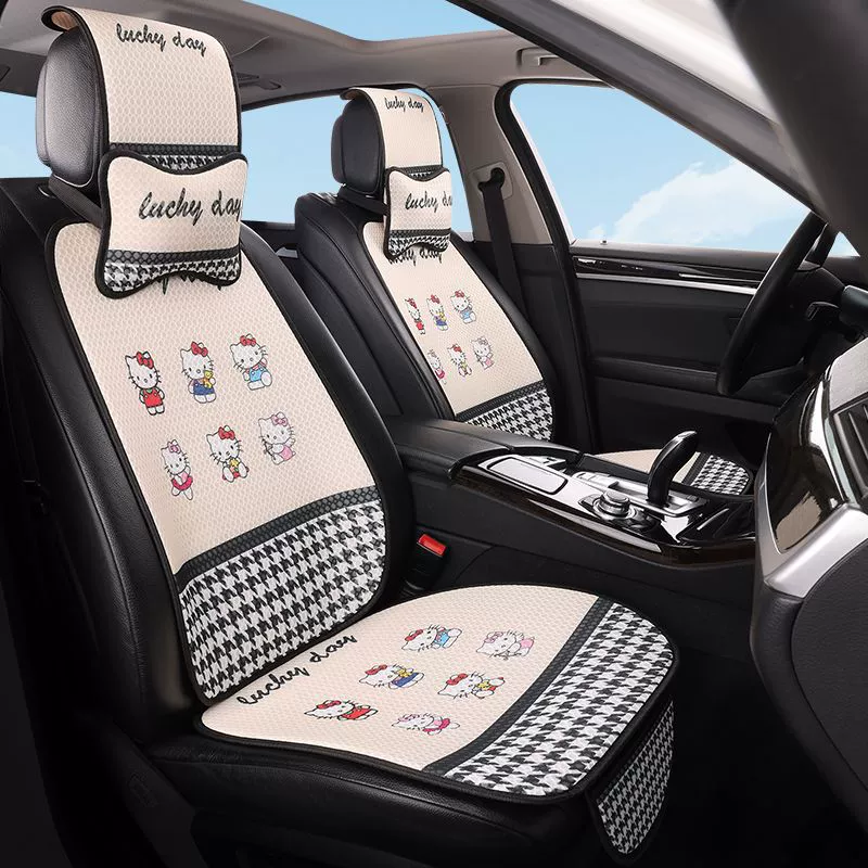 Новая льняная автомобильная подушка сиденья Four Seasons Универсальная мультяшная сеть красная весенняя крышка сиденья