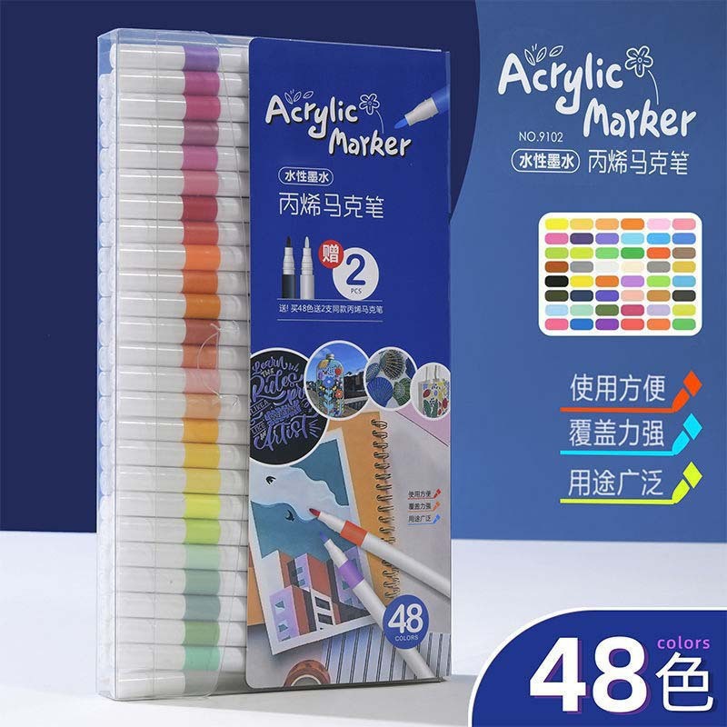 起爆pvc箱入りアクリルマークペン児童80色落書き水彩ペン折り畳み可能児童画卸売り