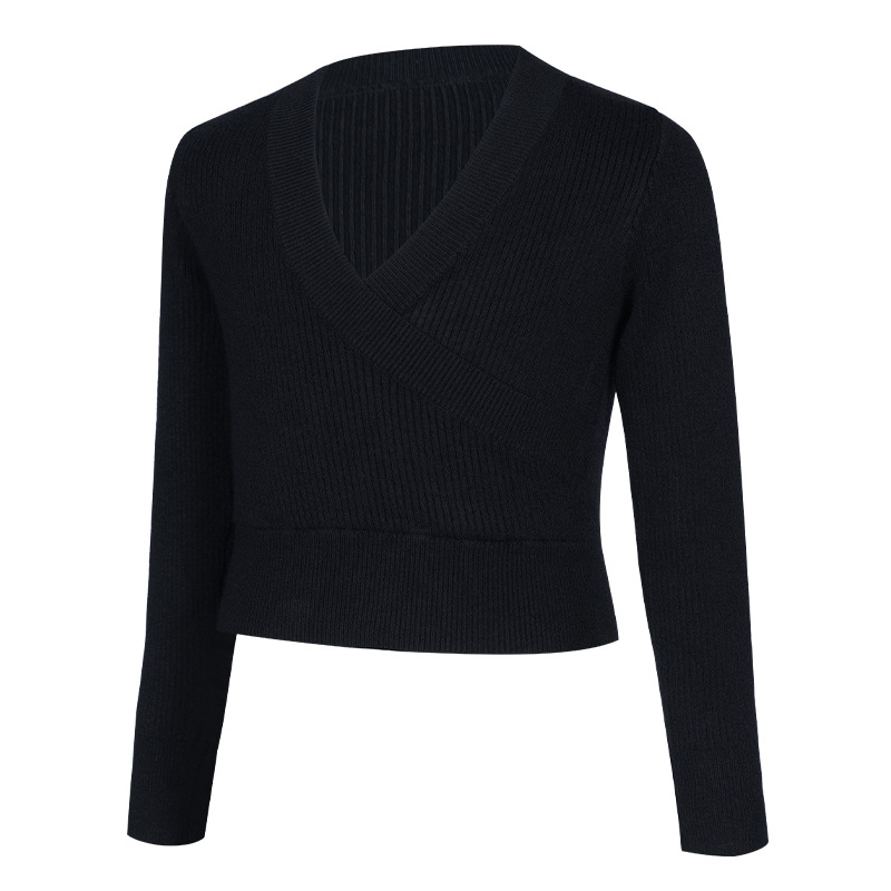 Ropa de baile para niños, ropa de entrenamiento de otoño e invierno, chaqueta cálida de manga larga de punto sin cordones, chal de baile para niñas