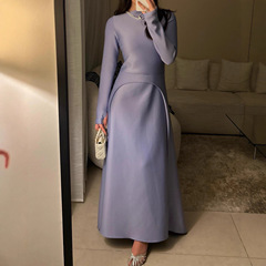 2025新款欧美亚马逊跨境外贸女装气质优雅修身开叉时尚长袖裙套装