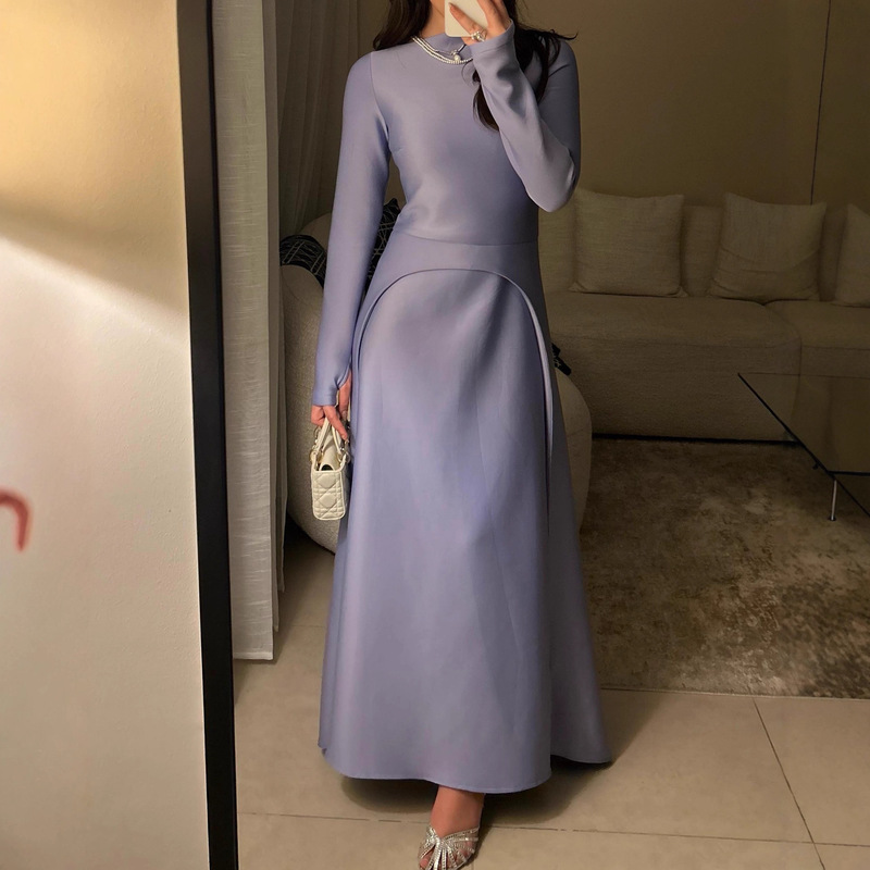 2025新款欧美亚马逊跨境外贸女装气质优雅修身开叉时尚长袖裙套装|undefined