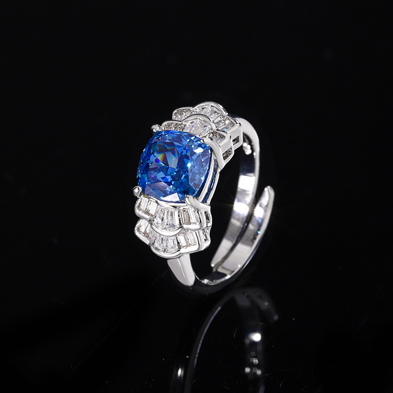 Joyas de Zhuang Shengsheng, incrustaciones de cobre, venta caliente, diamantes de alto carbono, flores de hielo, anillos de corte, lazos, diamantes, piedras principales 8*8