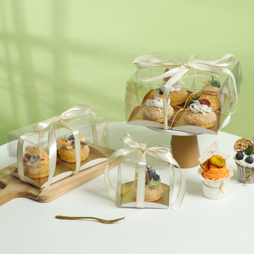 1/2/4 large fruit meringue puffs transparent small 3-inch tiramisu French mousse baking packaging box