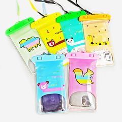 Universal cartoon mobile phone waterproof case protective cover diving and rafting transparent mobile phone waterproof bag takeaway rider touch screen