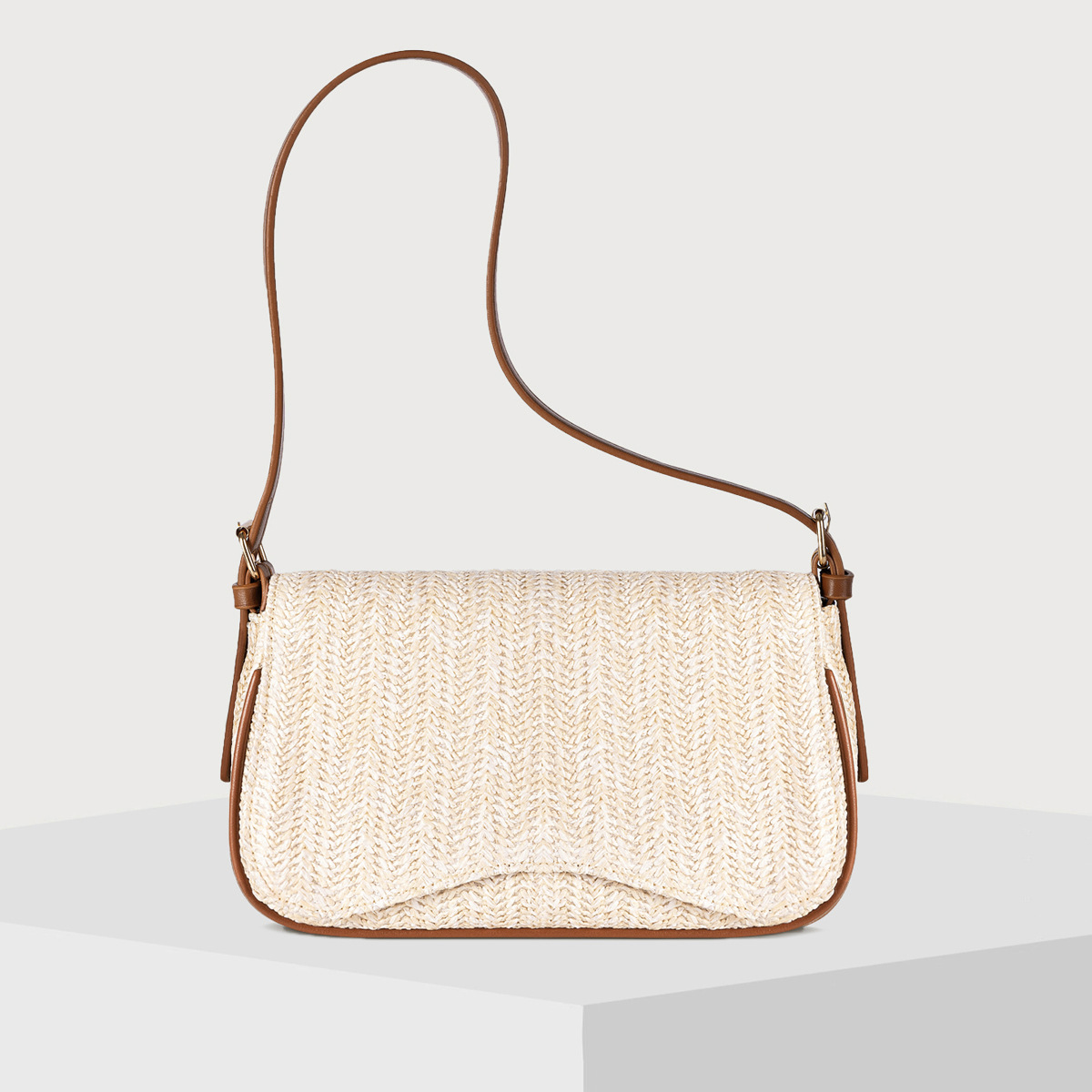 Solid Color Pattern Women's Polyester Solid Color Basic Square Flip Cover Straw Bag