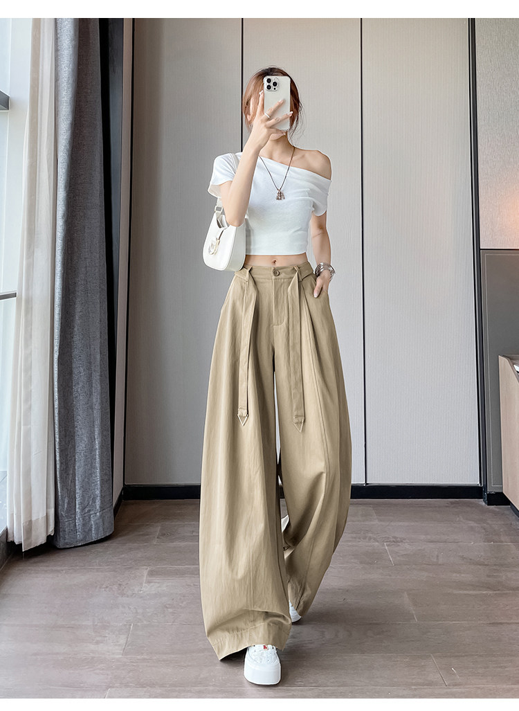 Quần culottes nữ ống rộng cạp cao chất liệu lụa mỏng mùa hè — Trắng thường xuyên chi tiết 21