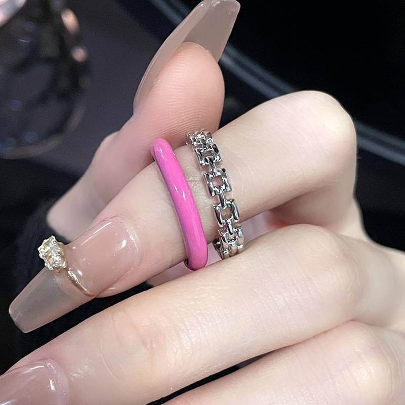 Fashion Geometric Copper Enamel Zircon Open Ring 1 Piece