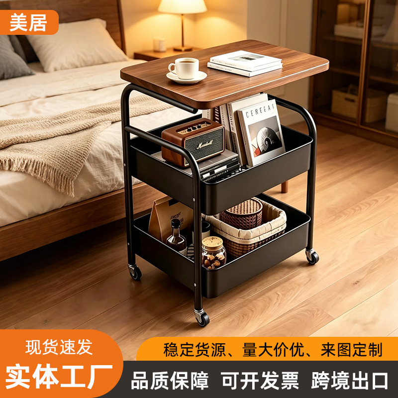 Mobile small trolley storage rack, simple snack organizer, sofa-side table, living room and kitchen storage trolley