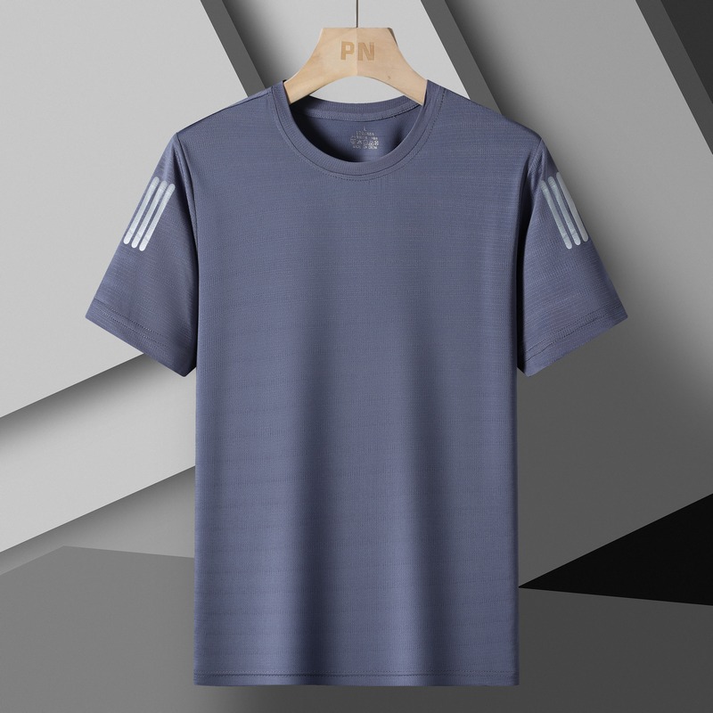 Ropa de secado rápido para hombres de manga corta de seda de hielo de verano extra grande, deportes y ocio, ropa de secado rápido para exteriores de gran tamaño transpirable, media manga para hombres image 13