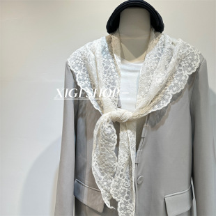 Lace Triangle Scarf Shawl Overlapping Korean Style Texturous Overlapping Layered Fart Curtain Waist Accessories Shoulder Chic