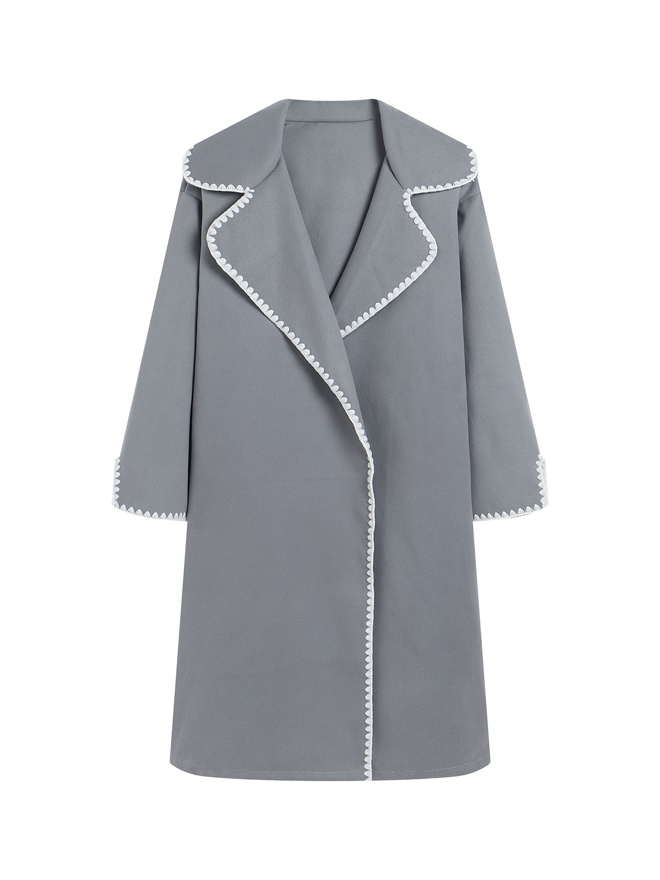 2023 Amazon autumn and winter European women's double-sided woolen long sleeve woven lapel long coat loose windbreaker coat