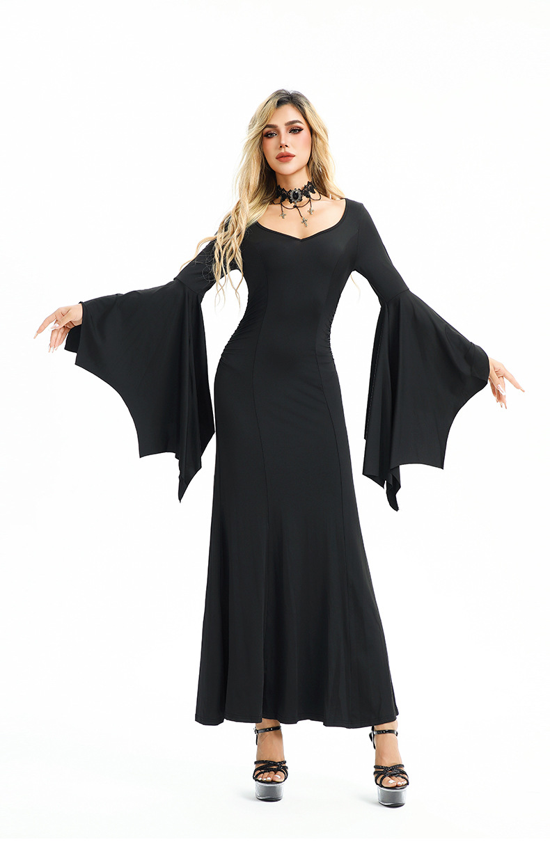Halloween Costume In European And Style, American Hot Girl Nightclub Queen Bat Sleeve Slim Dress, Dark Gothic Women's_ecoleips.com