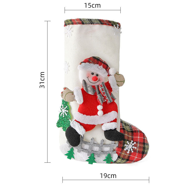 新しい国境を越えたリネンの大きなクリスマス靴下クリスマス装飾品クリスマスプレゼント袋プレゼント袋|undefined