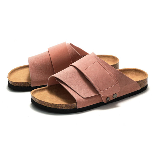 Rui Zuo Autumn/Winter New Soft Cork Slippers for Men and Women Couple Casual Slides for Students Beach Shoes Outdoor Wear Leather Cross-border Water Pine