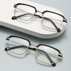 古典的な個性の黒い眉の青い光の老眼鏡の復古の四角の枠は眼鏡の中高年の老眼鏡を読みます。