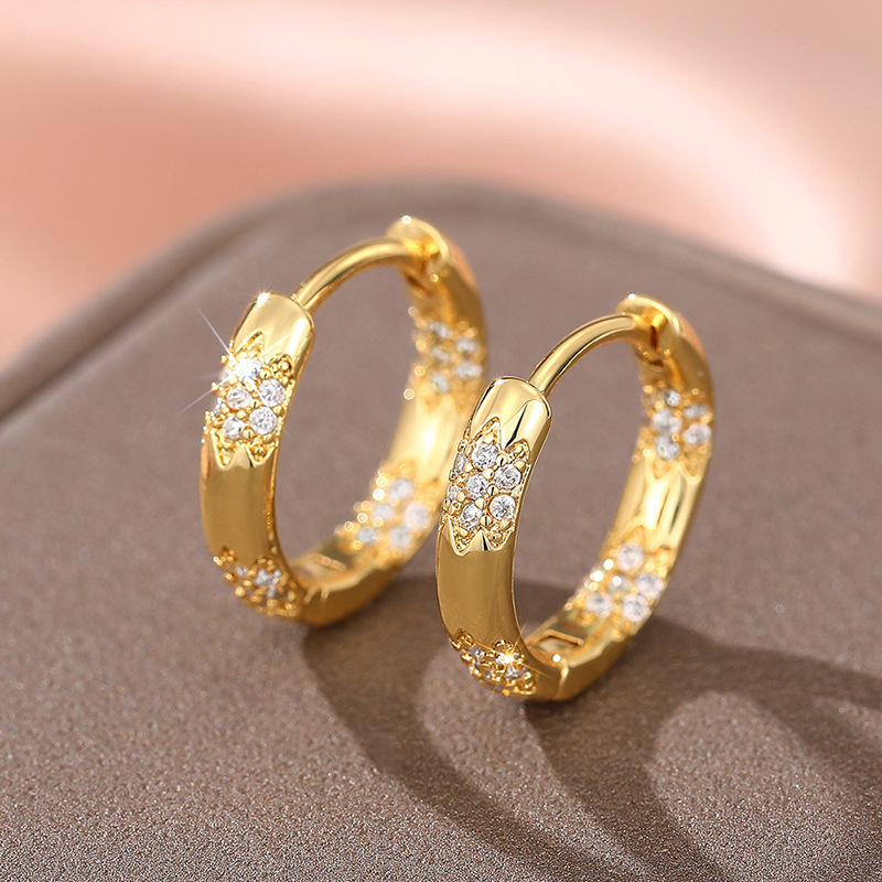 (Cross-border trading), fashionable stone inlay with zircon, universal earrings, french style, micro incrustation, European style, light luxury style