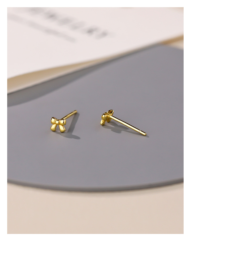 S999 Silver Material Bow Knot Pattern Women's Gender Plating Design 1 Pair S999 Silver 925 Sterling Silver Earrings Bow Knot Small Stud Earrings