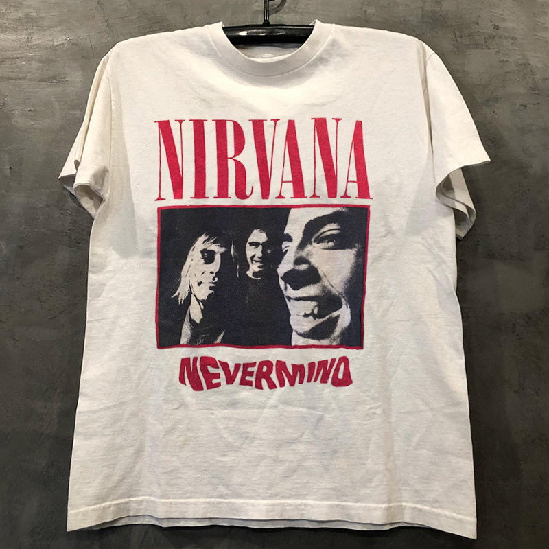 Nirvana Nirvana Band Kurt Cobain Peripheral Vintage American Retro Rock Short-Sleeved Men's and Women's T-Shirt Cotton Nirvana Nirvana Band Kurt Cobain Peripheral Vintage American Retro Rock Short-Sleeved Men's and Women's T-Shirt Cotton