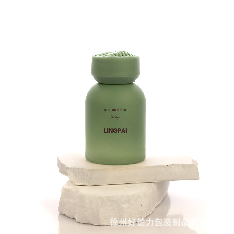 圆柱形玻璃香薰空瓶无火香水分装瓶扩香瓶香氛瓶车载家用透明绿色|undefined